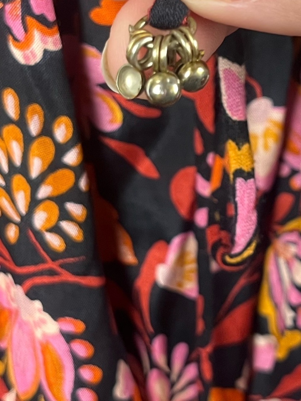 New Free People Women's Black Pixie Cross Back Floral Print Tunic Top Size large - Picture 12 of 12